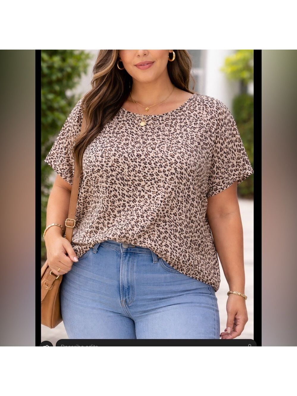 SUPER COMFORTABLE LEOPARD PRINT FLOWY CAP SHORT SLEEVE BLOUSE TOP SIZE 2XL